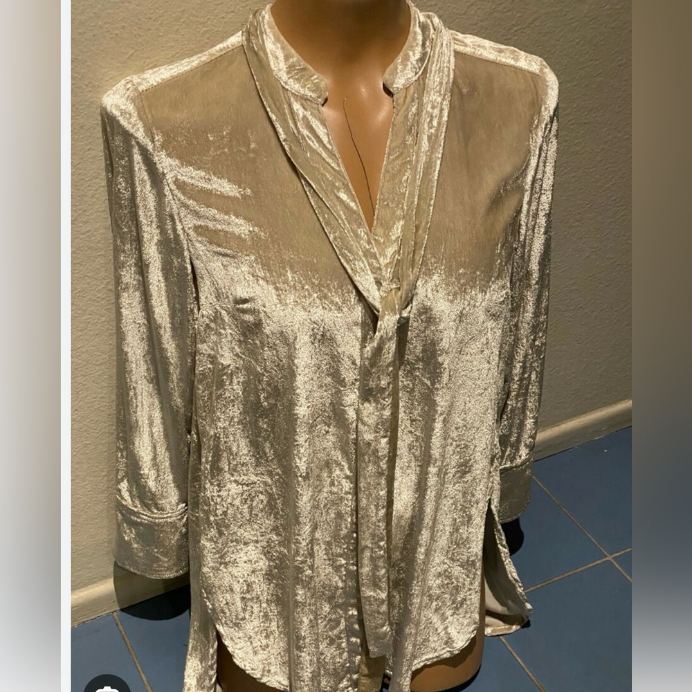 Anthropology Maeve Crushed Velvet Button Up
